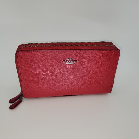 Coach Travel Wallet Double Zipper in Red - Picture 1 of 3